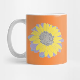 Yellow and Gray Flower Drawing Mug